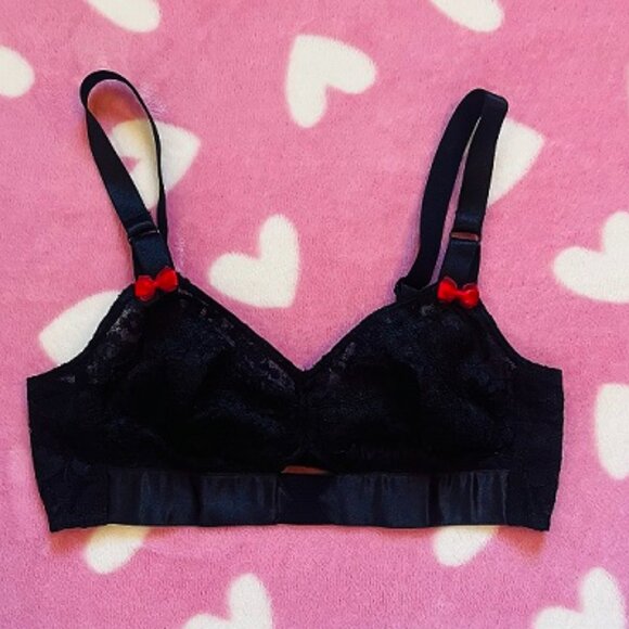 EUC What Katie Did 50s Lulu Noir Black lace Bullet Bra 32B - Picture 5 of 9